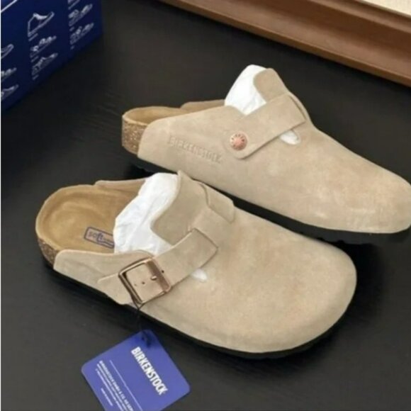 Birkenstock Boston taupe suede mule clogs - Picture 4 of 5